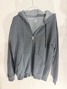Athletic Works Charcoal Gray Full-Zip Hooded Sweater